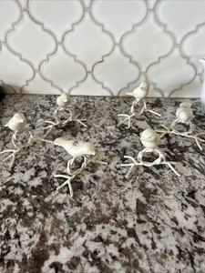 Napkin Holders White Bird Cast Iron Set of 6 Modern Farmhouse Cottage