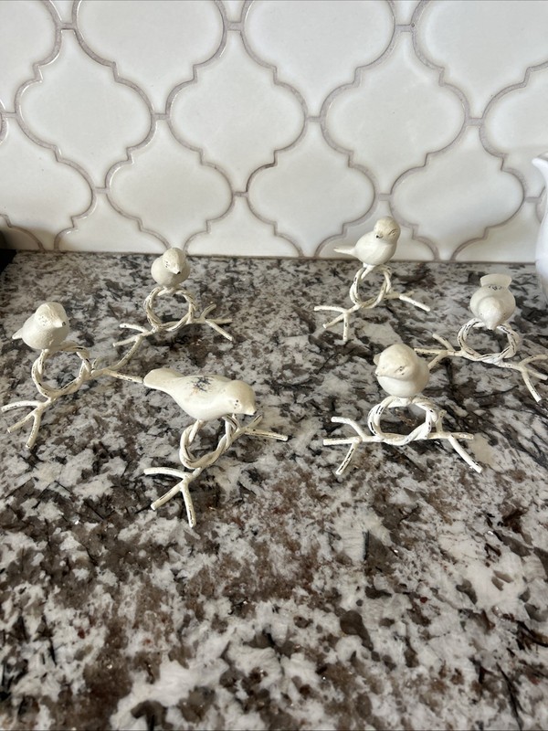Napkin Holders White Bird Cast Iron Set of 6 Modern Farmhouse Cottage