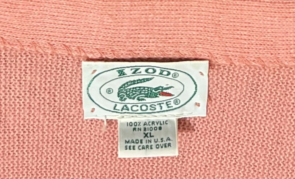 Suéter Cárdigan Rosa Lacoste Años 90 De Colección Para Mujer XL Hecho en EE. UU. Foto 2 de 4