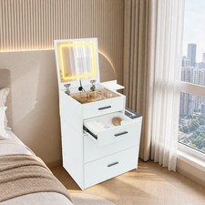 Schmink Tisch mit Hocker&Spiegel Schlafzimmer Make-up-Eitelkeit mit LED-Licht EU