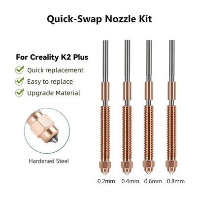 Hardened Steel Nozzle Quick-Swap Nozzle for Creality K2 Plus 3D Printer Parts