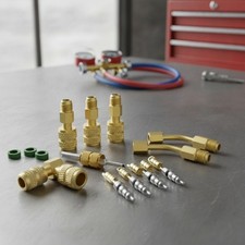 R410A Adapter Kit, 14 Pc, 5/16 to 1/4 SAE, Brass, Mini Split Vacuum Pump Kit