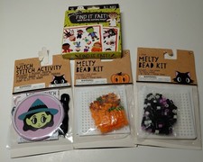Halloween Craft Lot Witch Pumpkin Cat Heat Fuse Melty Beads Art Kit Stitch Game