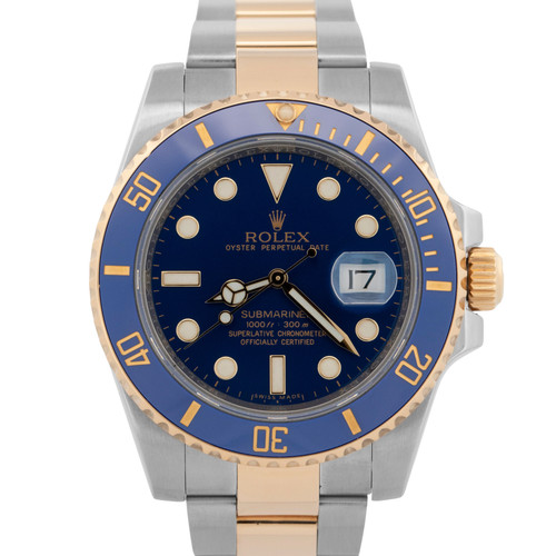 2017 PAPERS Rolex Submariner Date BLUE Two-Tone Gold 40mm 116613 LB Watch BOX