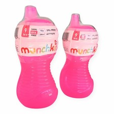 Munchkin Mighty Grip Sippy Cup- 10oz Pink BPA Free -No  Spill 2 Pack 9 