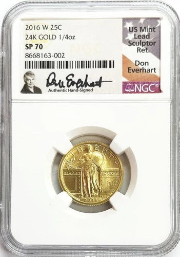 2016 W GOLD US STANDING LIBERTY QUARTER CENTENNIAL 25C ANNIV. 1/4 OZ NGC SP 70