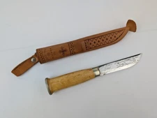 Marttiini Lapp Fixed Knife 4.25" Stainless Steel Blade Curly Birch Handle Etched