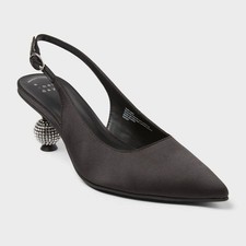 Women s Simone Rhinestone Ball Heels - a New Day Black 6