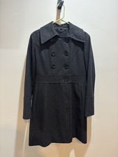 VTG Guess Wool Blend Double-Breasted Pea Coat Women L Grey Y2K Millennial