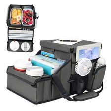 Car Organizer for Front Seat Organizer and Storage, Collapsible Car Caddy, Grey