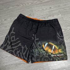Vintage Polo Sport Ralph Lauren Swim Trunks Mens Sz Large Black Nemo Fish RARE