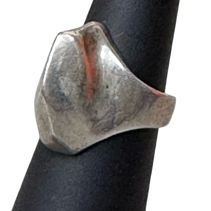 Vintage Solid Silver Statement Ring Size 5 Geomet… - image 1