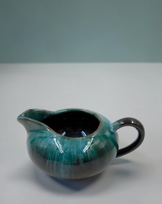 Studio Art Pottery Creamer Pitcher Blue Green Drip Glaze Handmade North Georgia