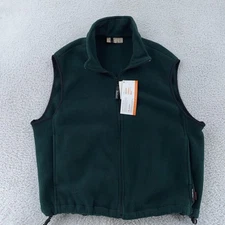 Woolrich Polartec Fleece Vest Mens XL Green Full Zip Outdoor Hiking YKK Zipper