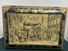 VTG E Otto Schmidt Large Nurnberg Germany Pressed Tin Biscuit Box GIngerbread