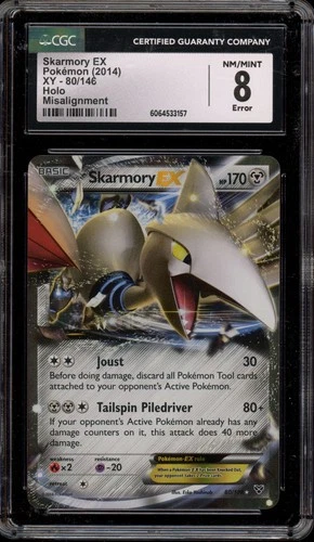 Pokemon Skarmory EX XY Holo Rare #80 MISALIGNMENT ERROR CGC 8