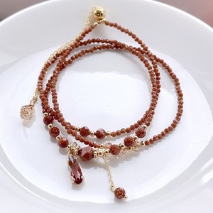 Authentic 2mm high-quality multi-layered 14K gold plated bracelet made golden sand stone
