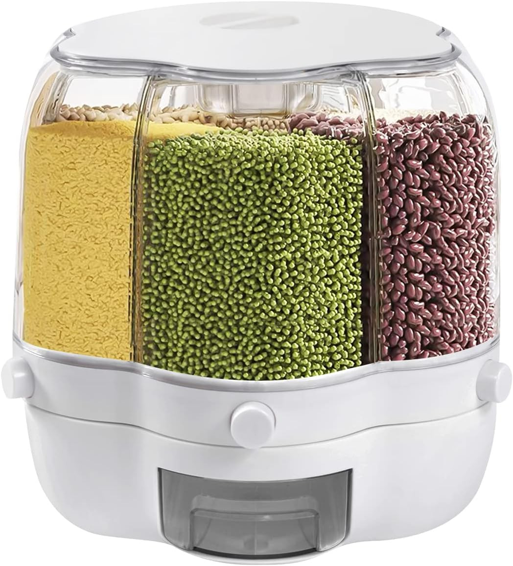 Dispenser Riso Aesthetic: Contenitore Girevole 360° e Organizer