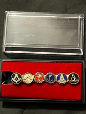 Barra de corbata Master Mason Square US Marine Tubal Cain Past Master PDDGM tono dorado ¡NUEVA!