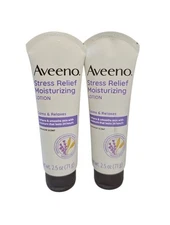 2 Pack Aveeno Moisturizing Lotion Stress Relief Lavender Scented 2.5 oz ea 