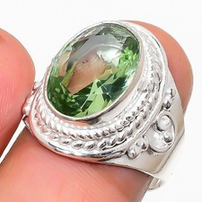Green Amethyst Gemstone 925 Sterling Silver Jewelry All Size Ring For Gift