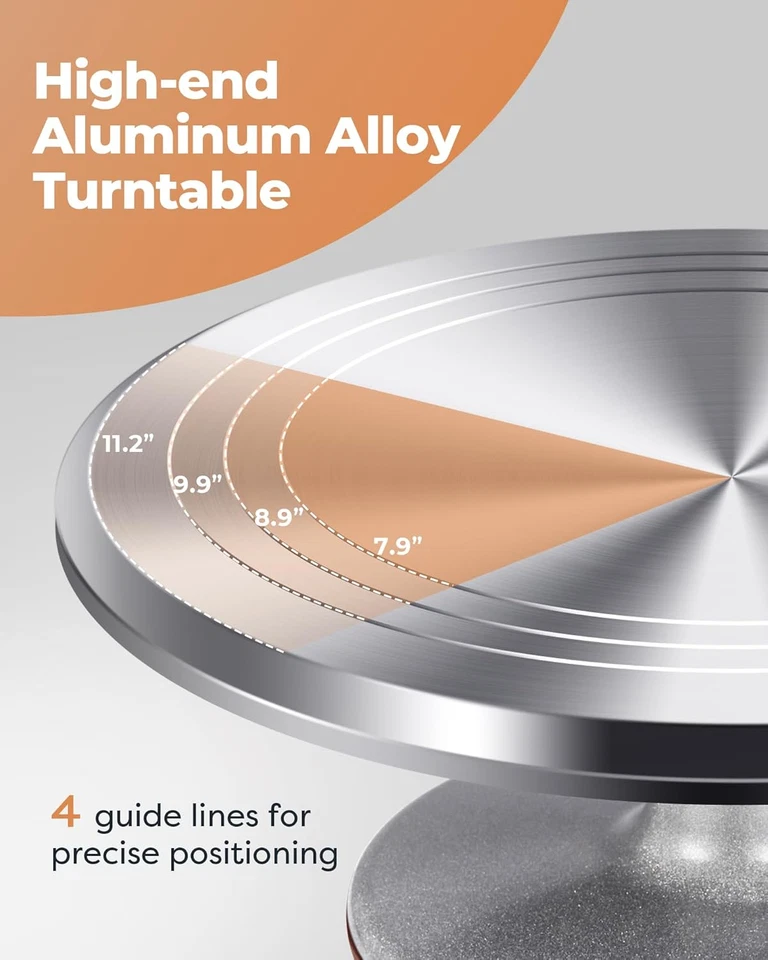 Tocadiscos de Aluminio para Pasteles, Soporte Giratorio para Pasteles de 12 Pulgadas, 35 Piezas Ki para Decoración de Pasteles Foto 3 de 4