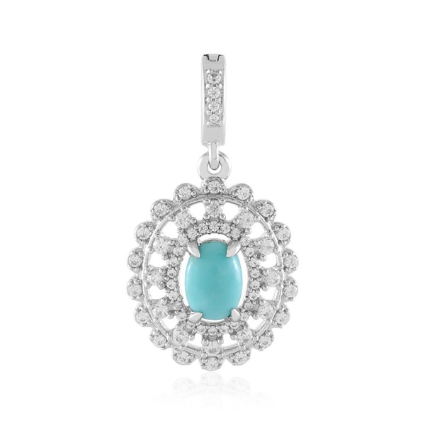 Cavill SilberanhäNger TüRkis Oval Cabochon Zirkon Akzent Damen Schmuck-image