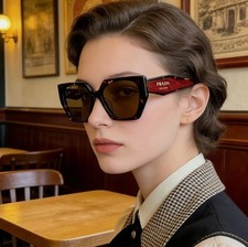 Prada PR15WS Sunglasses for Women - Genuine Oversized Square UV400 Tortoise Ro