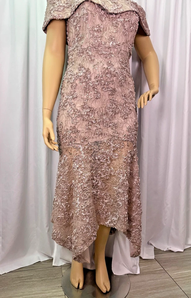 Xscape 18W Taupe Hombro Descubierto Encaje Lentejuelas Vestido Formal Noche Boda Vestido Nuevo con Etiquetas Foto 3 de 4