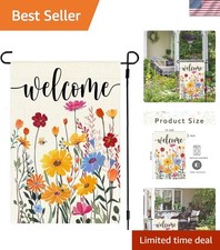 Spring Summer Garden Flag 12x18 Inch Double Sided Outside Colorful Floral Dai...