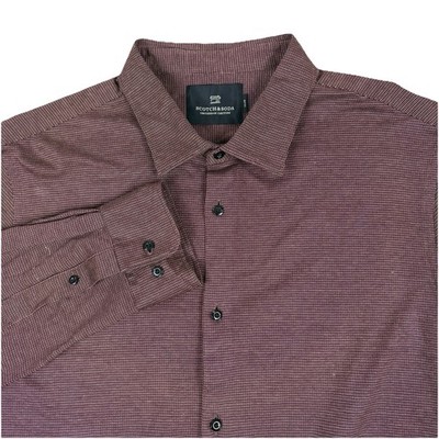 Scotch Soda Amsterdam Couture Mens XL Red Brown Micro Print Button Shirt Cotton
