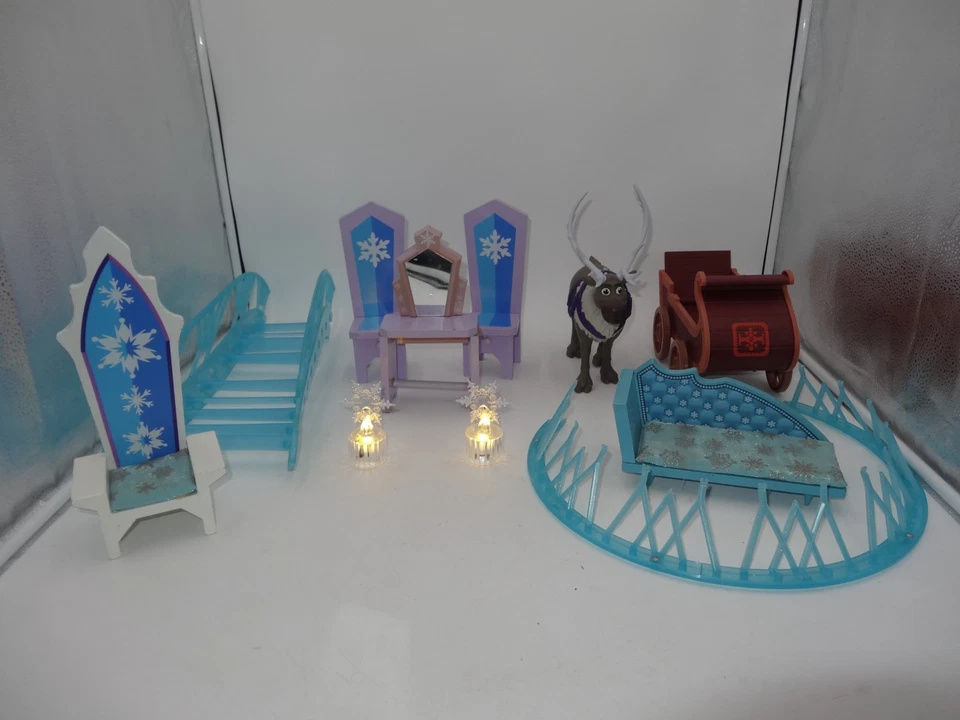 Disney Frozen Elsa Ice Castle Dollhouse furniture Dolls Sled Sven Kidkraft - Image 2 of 4