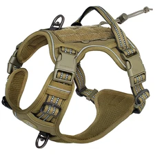 Tactical Dog Harness, No Pull Dog Harness, Adjustable Breathable MOLLE Dog Vest 