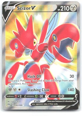 Scizor V Full Art Ultra Rare SWSH03: Darkness Ablaze 183/189 NM Satoshi Shirai