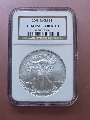 2008 American Silver Eagle 1 oz .999 Fine Silver | NGC Gem Uncirculated |...