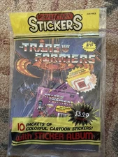 1986 Panini Transformers Sticker Album with 10 Sticker Packs New Sealed Vintage