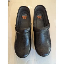 Dansko XP Black Leather Embossed Slip On Clogs Slip Resistant Work Shoes EU 40