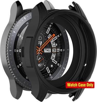 Black Silicone Protector Cover Skin for Samsung Gear S3 Frontier 46mm Smart Watc