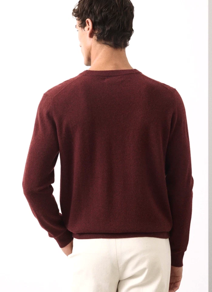 BNWT rp £99 M&S men LARGE 41-43 PURE CASHMERE BURGUNDY JUMPER CREW NECK New XMAS - Image 3 of 4