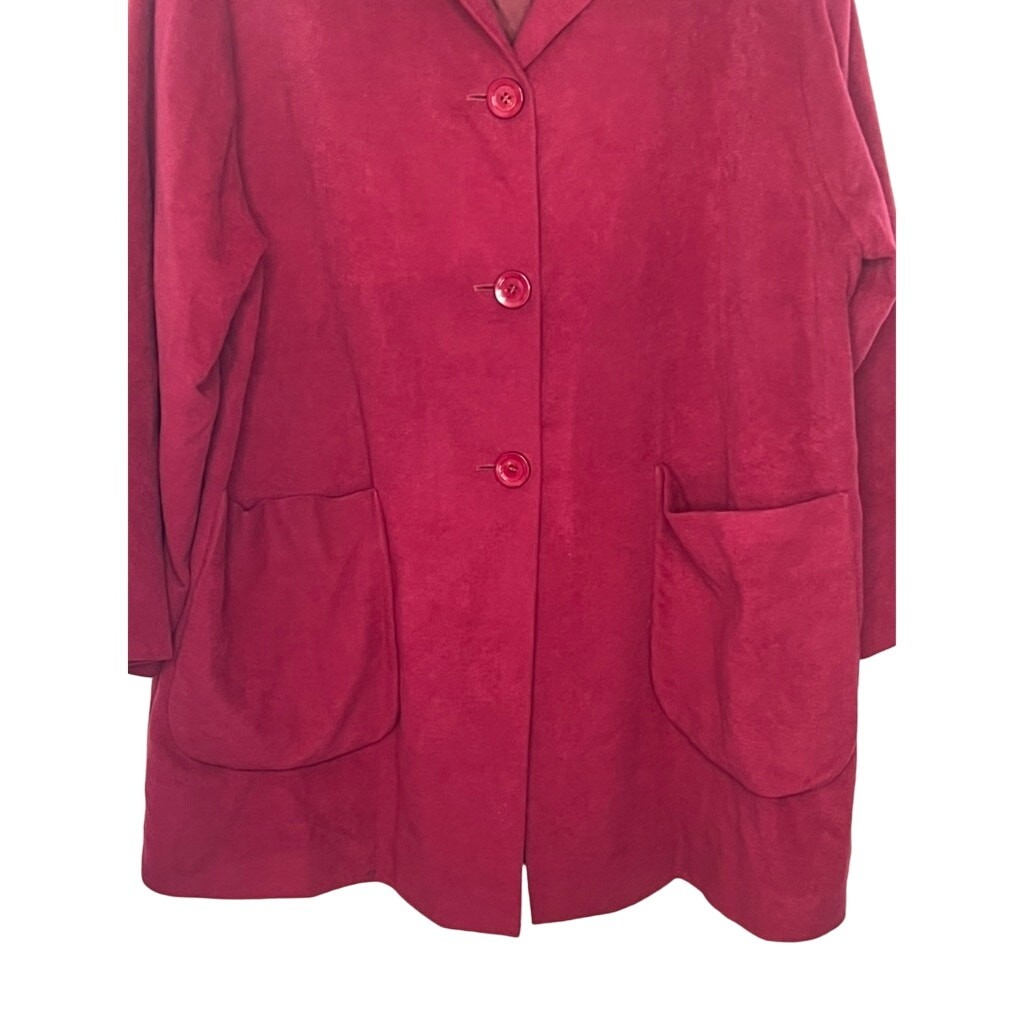 KS Selection Red Button Up Pockets Collared To Kn… - image 3