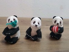 Fancy Amigurumi Panda Crochet Set Christmas Ornaments Set of 3