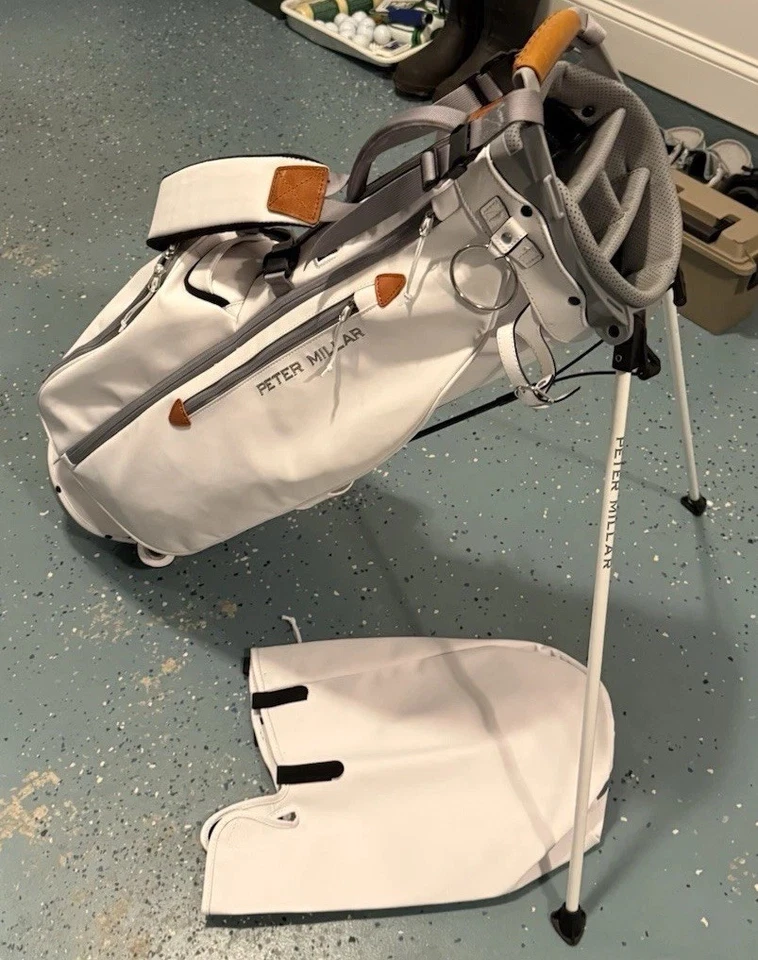 Peter Millar All Course Golf Bag- White - Leather Accents -2025 Model - Image 2 of 4