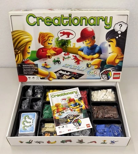LEGO CREATIONARY Game 3844 ~ 100% Complete ~ with Manual Box and Resealed Pieces