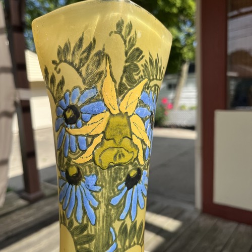 Antico vaso in vetro smaltato artistico dipinto a mano Legras di LEGRAS in Uraline 10" - Foto 3 di 20