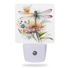 Night Light,Dragonfly Watercolor Night Lights Plug into Wall for Boys Girls B...