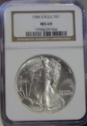 1986 US Silver Eagle $1 NGC MS69 1 st Year Better