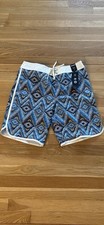 O'Neill Hyperfreak Men's Geometric Board Shorts Blue White Gray Yellow Size 32