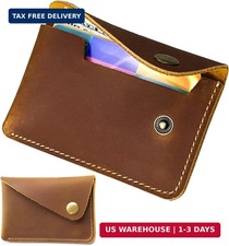 Minimalist Genuine Leather Card Holder Slim Envelope Wallet Men Women Retro Gift