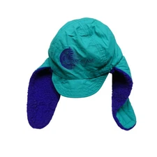 Vintage Beargrease Sled Dog Marathon Hat Cap Fitted Mens S/M Teal Ear Flap 90s