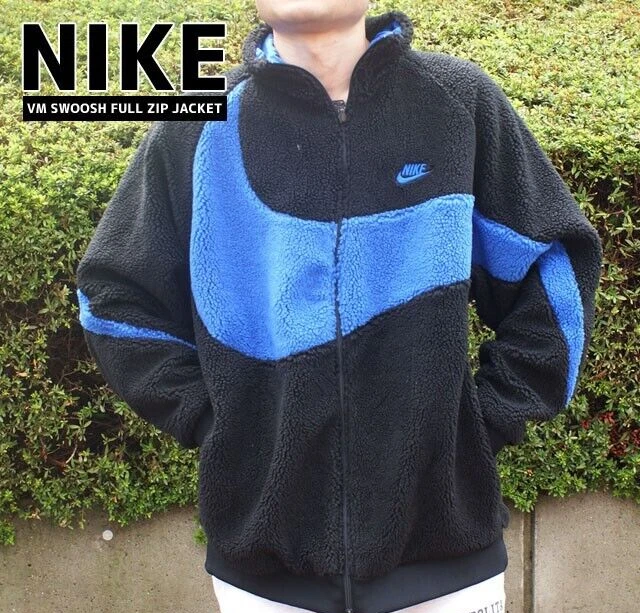 Nike Big Swoosh Reversible Boa Jacket Asia Sizing XL BQ6546-009 / Black Blue